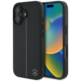 Mercedes MEHMP16S23RURBK MagSafe iPhone 16 bőr hátlap tok - fekete