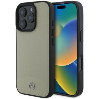 Mercedes MEHMP16X23RBARE MagSafe iPhone 16 Pro Max bőr hátlap tok - bézs