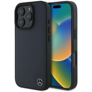 Mercedes MEHMP16X23RBGVV MagSafe iPhone 16 Pro Max bőr hátlap tok - kék