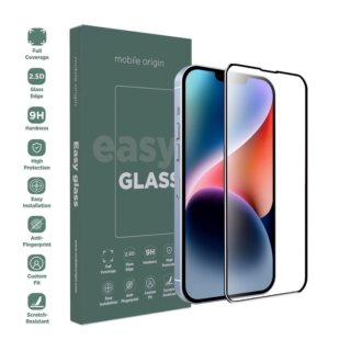 Mobile Origin EasyGlass iPhone 16e / 14 / 13 / 13 Pro teljes kijelzővédő üvegfólia