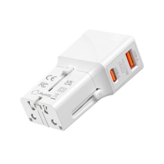 Mobile Origin Travel univerzális hálózati adapter utazáshoz EU / US / UK / AU USB-C 25W - fehér