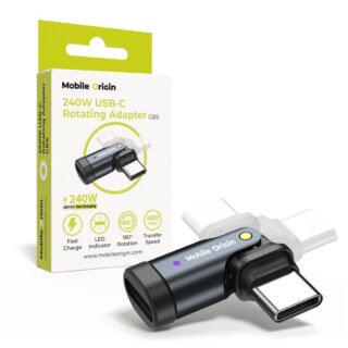 Mobile Origin CB5 USB-C - USB-C adapter forgatható fejjel 240W - fekete