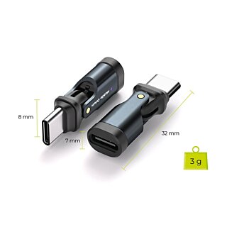 Mobile Origin CB5 USB-C - USB-C adapter forgatható fejjel 240W - fekete