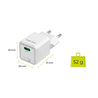 Mobile Origin PW23 hálózati töltő adapter (1x USB-C) 30W - fehér