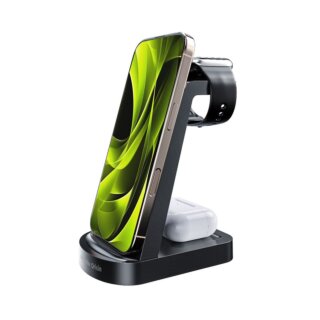 Mobile Origin PW14 3in1 MagSafe iPhone + Apple Watch + AirPods Qi vezeték nélküli töltő állvány - fekete