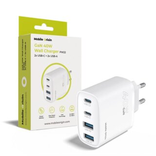 Mobile Origin PW22 hálózati töltő adapter (2x USB-C + 2x USB-A) GaN 40W - fehér