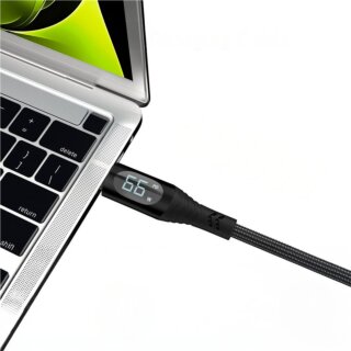 Mobile Origin CB1 USB-C - USB-A kábel kijelzővel 66W - 150cm - fekete
