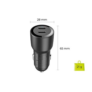 Mobile Origin CA11 autós szivargyújtós töltő (2x USB-C) 60W - fekete