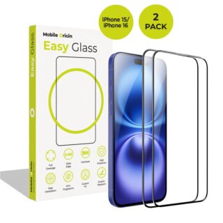 Mobile Origin EasyGlass iPhone 15 / 16 teljes kijelzővédő üvegfólia - 2db