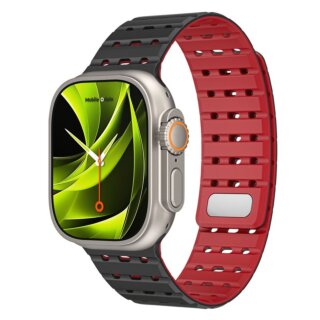 Mobile Origin Magnetic Strap Apple Watch 46mm / 45mm / 44mm / Ultra 49mm szilikon szíj - fekete/piros
