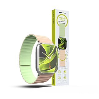 Mobile Origin Magnetic Apple Watch 46mm / 45mm / 44mm / Ultra 49mm szilikon szíj - rózsaszín/zöld