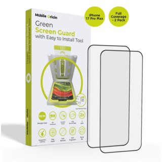 Mobile Origin Green Screen Guard iPhone 17 Pro Max teljes kijelzővédő üvegfólia felhelyező applikátorral - 2db