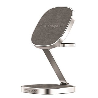 Mobil Origin TravelCharge Pro 3in1 MagSafe iPhone + Apple Watch + AirPods Qi vezeték nélküli töltő állvány - ezüst