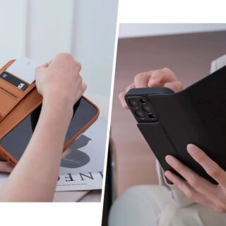 Moshi Overture MagSafe iPhone 16 Pro ütésálló kinyitható bőr tok - barna