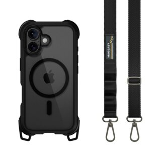 SwitchEasy MagEasy Odyssey Strap M MagSafe iPhone 16 ütésálló kemény tok nyakpánttal - átlátszó