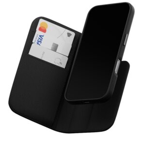 SwitchEasy MagEasy Card Folio M MagSafe iPhone 16 Pro kinyitható bőr tok - fekete