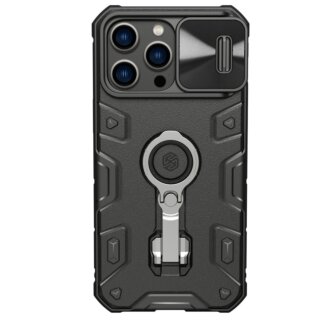 Nillkin CamShield Armor Pro iPhone 14 Pro Max ütésálló hátlap tok kitámasztó gyűrűvel és kameravédővel - fekete