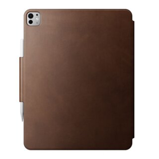 Nomad Leather Folio iPad Pro 13" (2024) kinyitható bőr tok ceruzatartóval - barna