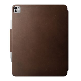 Nomad Leather Folio iPad Pro 13" (2024) kinyitható bőr tok ceruzatartóval - barna