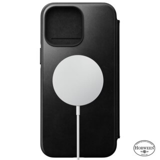 Nomad Leather Folio MagSafe iPhone 14 Pro Max kinyitható bőr tok - fekete