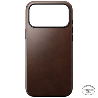 Nomad Modern Leather MagSafe iPhone 17 Pro Max ütésálló Horween bőr hátlap tok - barna/rustic