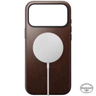 Nomad Modern Leather MagSafe iPhone 17 Pro Max ütésálló Horween bőr hátlap tok - barna/rustic