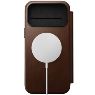 Nomad Modern Leather Folio MagSafe iPhone 17 Pro Max kinyitható bőr tok - barna