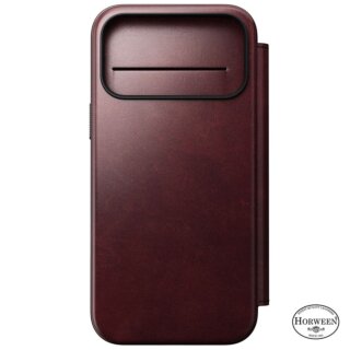 Nomad Modern Leather Folio MagSafe iPhone 17 Pro Max kinyitható Horween bőr tok - sötétbarna