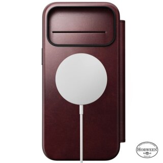 Nomad Modern Leather Folio MagSafe iPhone 17 Pro Max kinyitható Horween bőr tok - sötétbarna