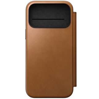 Nomad Modern Leather Folio MagSafe iPhone 17 Pro Max kinyitható bőr tok - világosbarna
