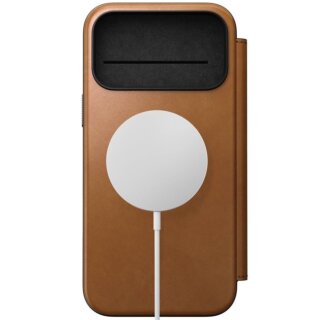 Nomad Modern Leather Folio MagSafe iPhone 17 Pro Max kinyitható bőr tok - világosbarna