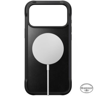 Nomad Rugged MagSafe iPhone 17 Pro Max ütésálló Horween bőr hátlap tok - fekete