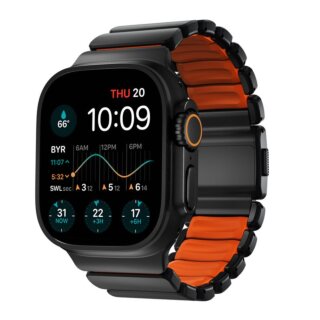 Nomad Spartan Apple Watch 46mm / 45mm / 44mm / Ultra 49mm titán szíj - narancssárga/fekete