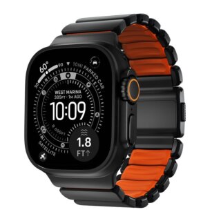 Nomad Spartan Apple Watch 46mm / 45mm / 44mm / Ultra 49mm titán szíj - narancssárga/fekete