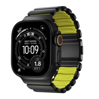 Nomad Spartan Apple Watch 46mm / 45mm / 44mm / Ultra 49mm titán szíj - sárga/fekete