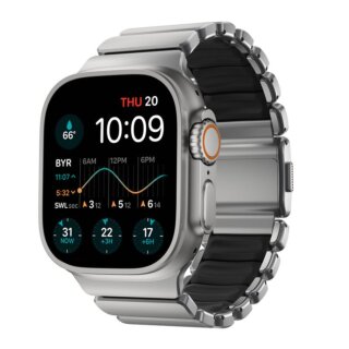 Nomad Spartan Apple Watch 46mm / 45mm / 44mm / Ultra 49mm titán szíj - ezüst/fekete