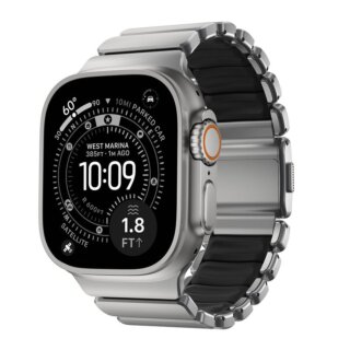 Nomad Spartan Apple Watch 46mm / 45mm / 44mm / Ultra 49mm titán szíj - ezüst/fekete