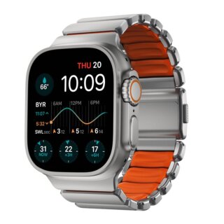 Nomad Spartan Apple Watch 46mm / 45mm / 44mm / Ultra 49mm titán szíj - ezüst/narancssárga