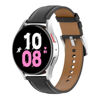 Bizon Strap Watch Casual Samsung Galaxy Watch FE / 7 / 6 / 6 Classic / 5 / 5 Pro / 4 / 4 Classic bőr szíj - fekete