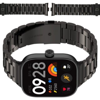 Bizon Strap Watch Aura Xiaomi Redmi Watch 4 / Smart Band 8 Pro / 9 Pro fém szíj - fekete
