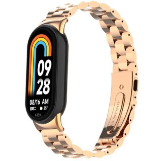 Bizon Strap Watch Aura Xiaomi Smart Band 9 / 9 NFC / 8 fém szíj - rózsaszín