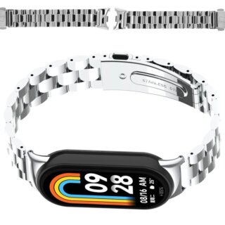 Bizon Strap Watch Aura Xiaomi Smart Band 9 / 9 NFC / 8 fém szíj - ezüst