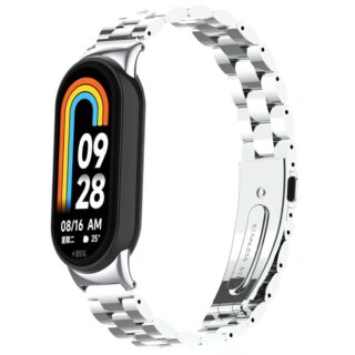 Bizon Strap Watch Aura Xiaomi Smart Band 9 / 9 NFC / 8 fém szíj - ezüst