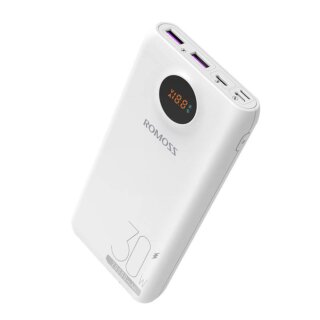 Romoss SW20S Pro 20000mAh powerbank kijelzővel 30W - fehér
