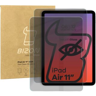 Bizon Glass Tab Clear Shadow iPad Air 11" M2 (2024) betekintésgátló kijelzővédő üvegfólia - 2db
