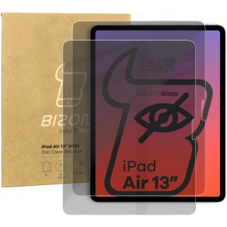 Bizon Glass Tab Clear Shadow iPad Air 13" (2024) betekintésgátló kijelzővédő üvegfólia - 2db