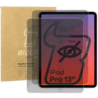Bizon Glass Tab Clear Shadow iPad Pro 13” (2024) betekintésgátló kijelzővédő üvegfólia - 2db