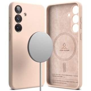 Ringke Silicone Magnetic MagSafe Samsung Galaxy S25 szilikon hátlap tok - rózsaszín