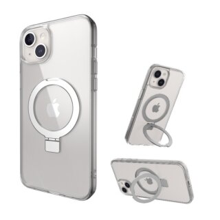 SwitchEasy MagStand MagSafe iPhone 15 ütésálló hátlap tok kitámasztóval - átlátszó