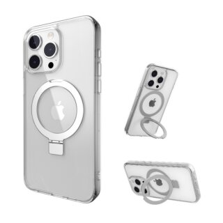 SwitchEasy MagStand MagSafe iPhone 15 Pro Max ütésálló hátlap tok kitámasztóval - átlátszó